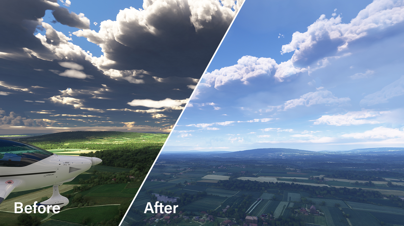 Fixed cloud definition, added true rayleigh scattering, fixed atmospheric coloring, corrected  cloud lighting and ozone, which then helped balance the overall scene HDR toning.