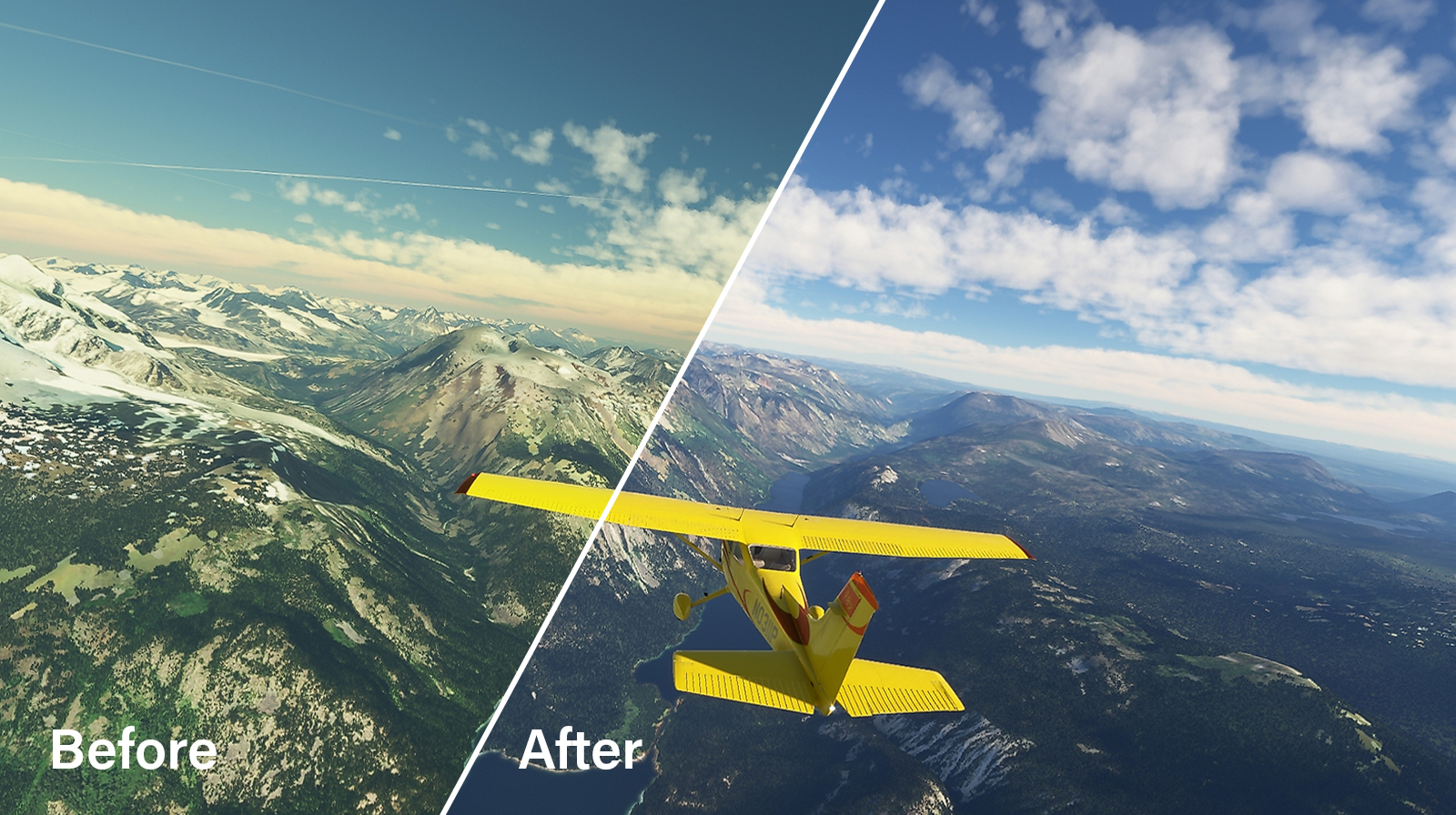 Modified sky colors and terrain tones, added true rayleigh scattering, and corrected cloud lighting.