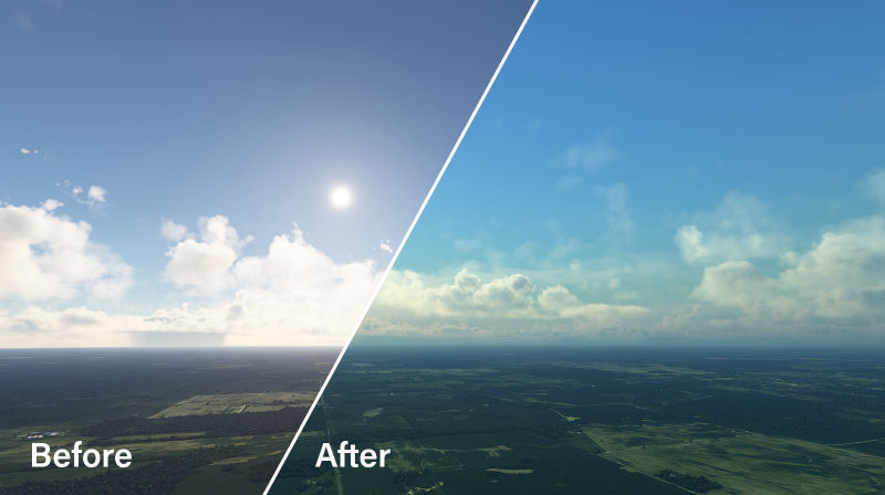 Enabled the Rayleigh Scattering option and adjusted the user-controllable slider to taste. 