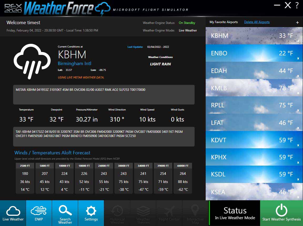 Live realtime weather in Microsoft Flight Simulator