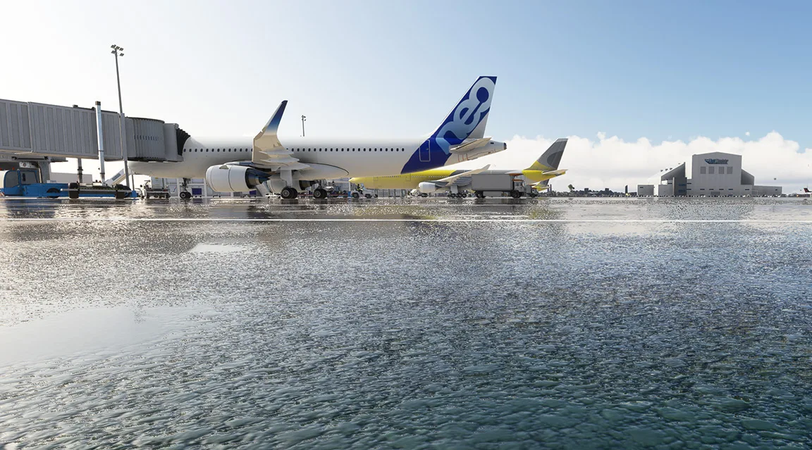 Wet airport surface with rain and water effects from REX Real Global Airport Textures