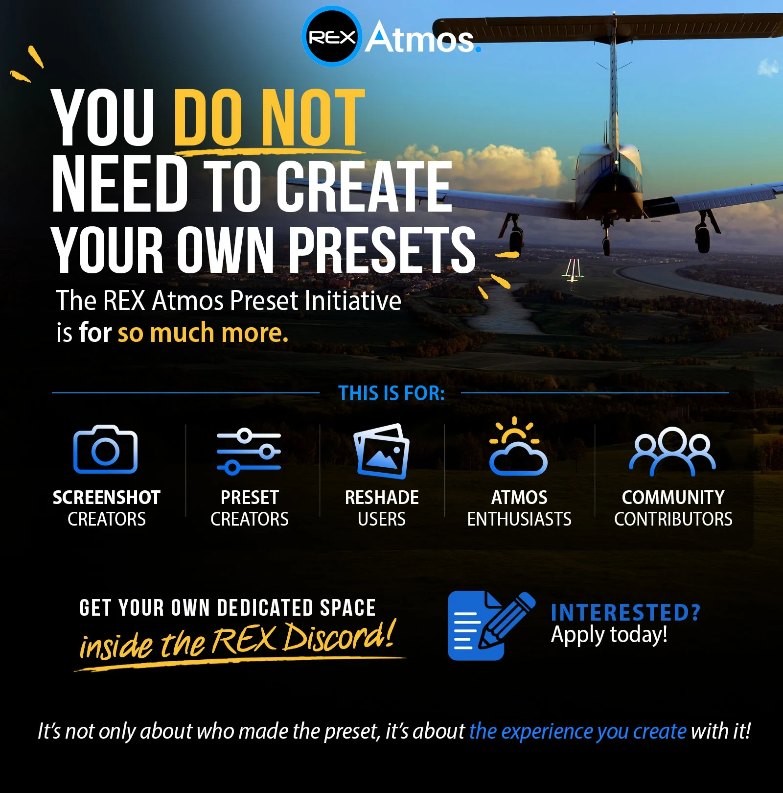REX Atmos Preset Initiative — you do not need to create your own presets; for screenshot creators, preset creators, ReShade users, Atmos enthusiasts and community contributors