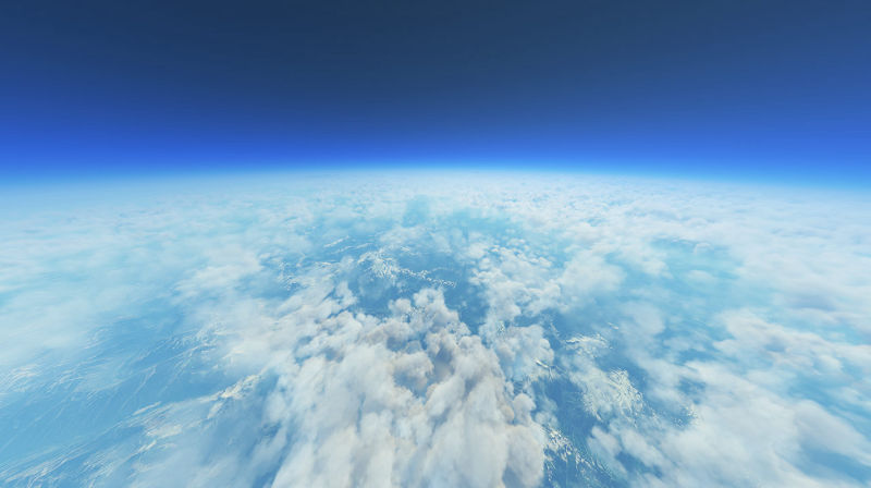 An atmospheric view of the earth with a thunderstorm brewing