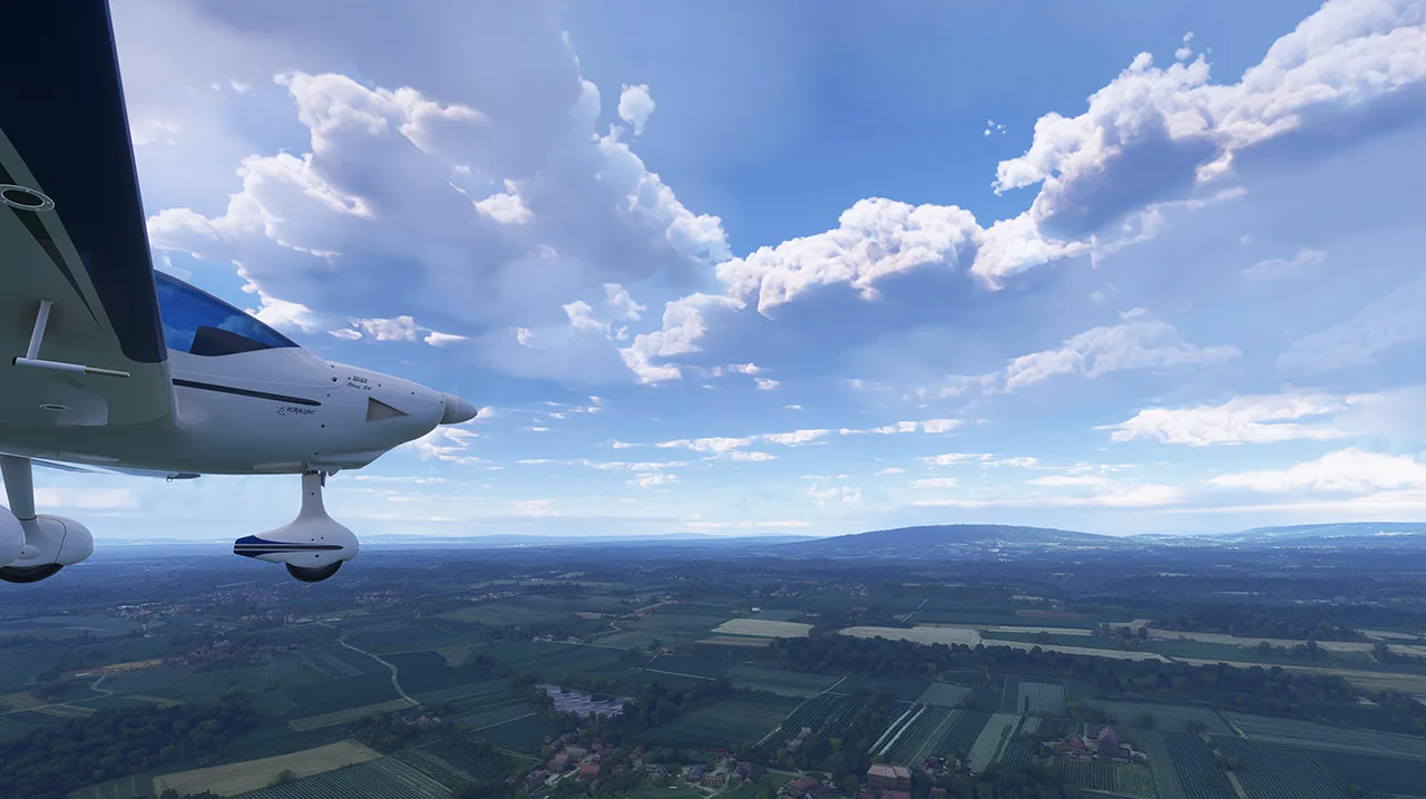 Aircraft flying under richly enhanced skies with Atmos Legacy for MSFS 2020