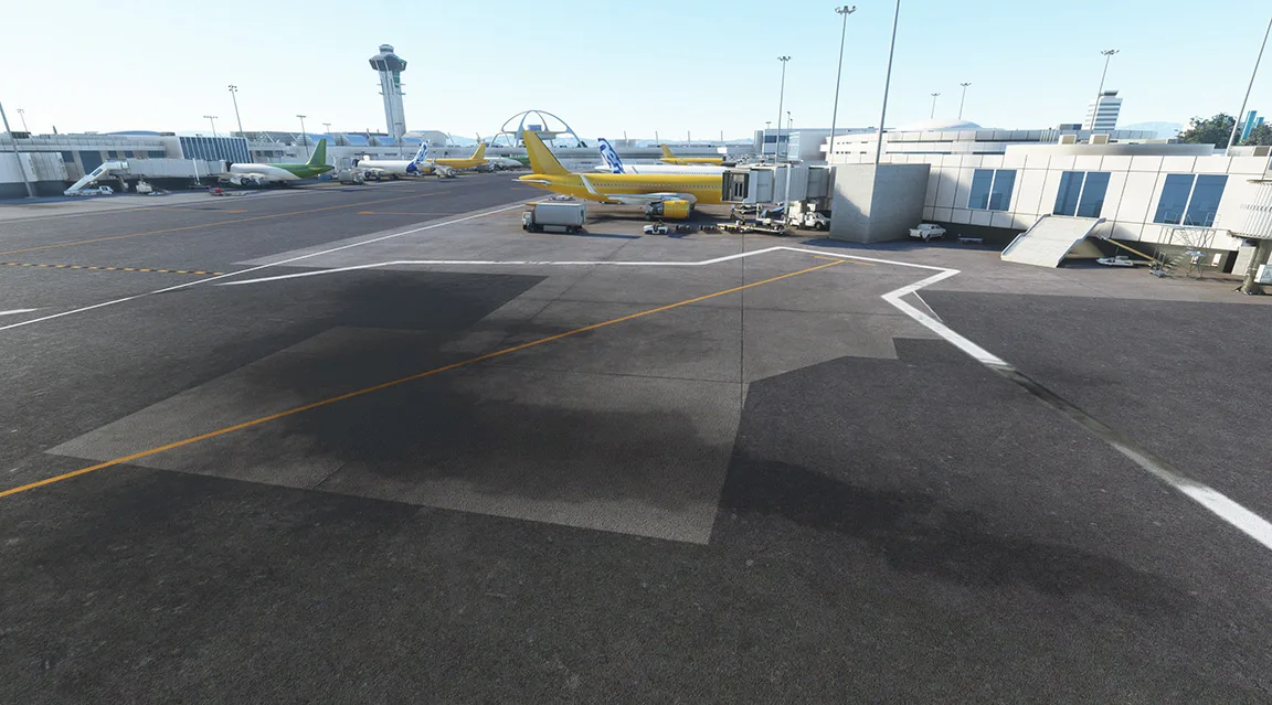 Realistically soiled and weathered apron with REX Real Global Airport Textures